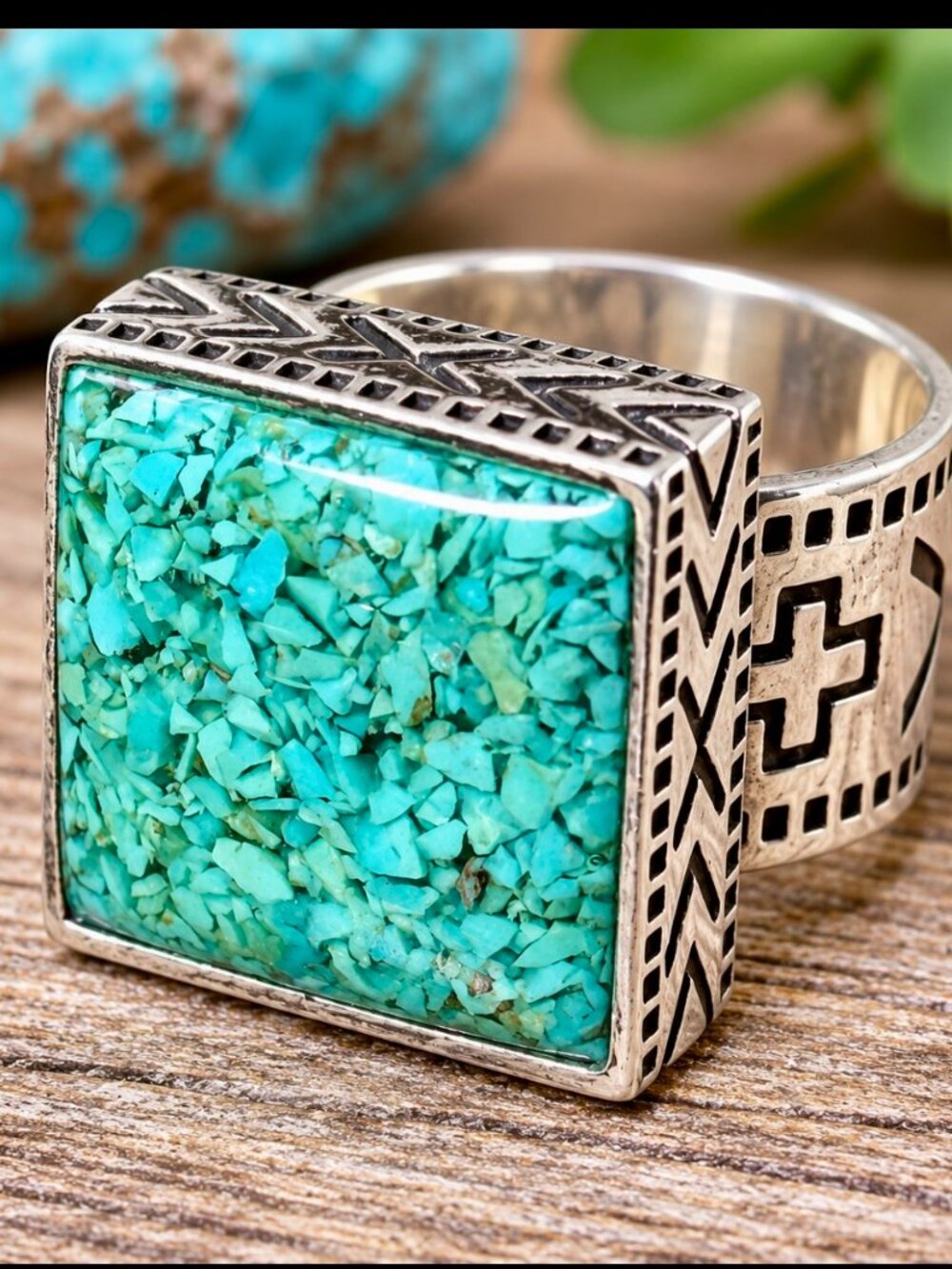 Retired Silpada Sterling Silver 925 Crushed Turquoise Statements Ring Size 6